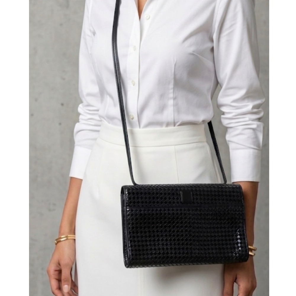 VTG FENDI Woven Leather Crossbody Shoulder Bag | Clutch